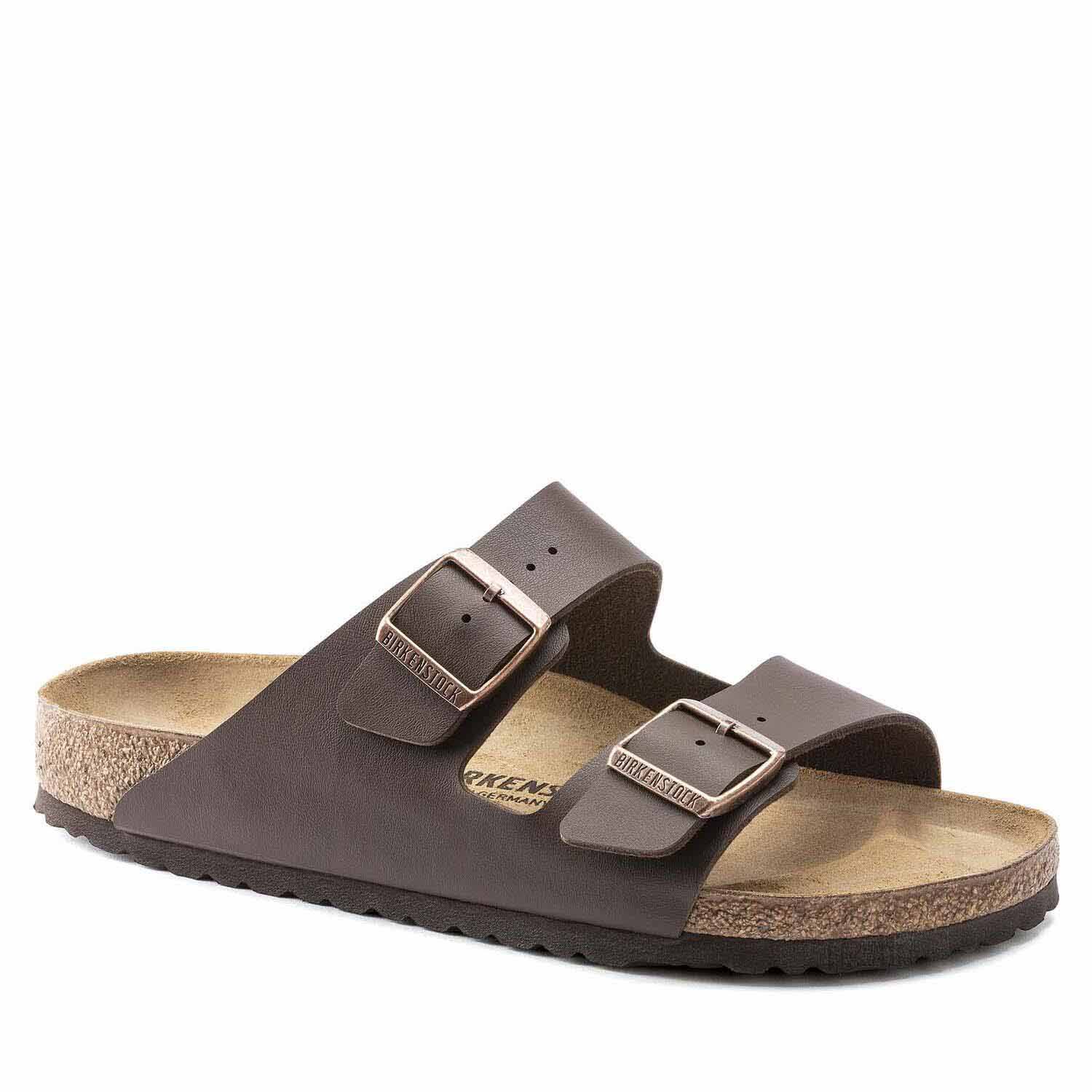 Birkenstock Arizona Smooth Leather Dark Brown Narrow Width Sandal Ballantynes Department Store
